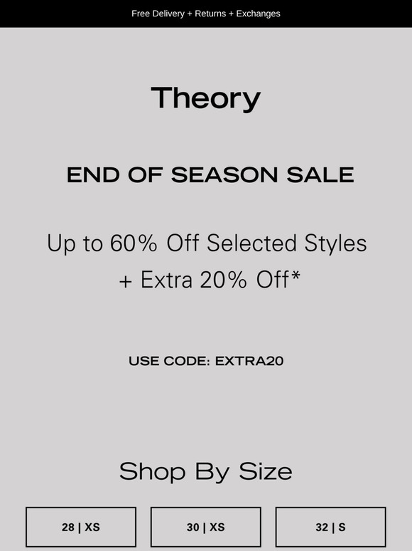 End Of Season Sale | Shop By Size