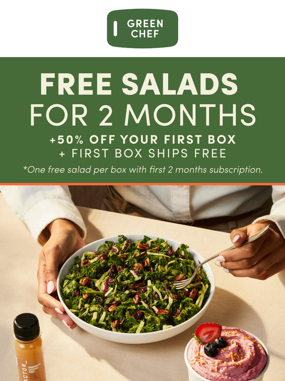 Stay on track with your goals | 50% off + free salads!