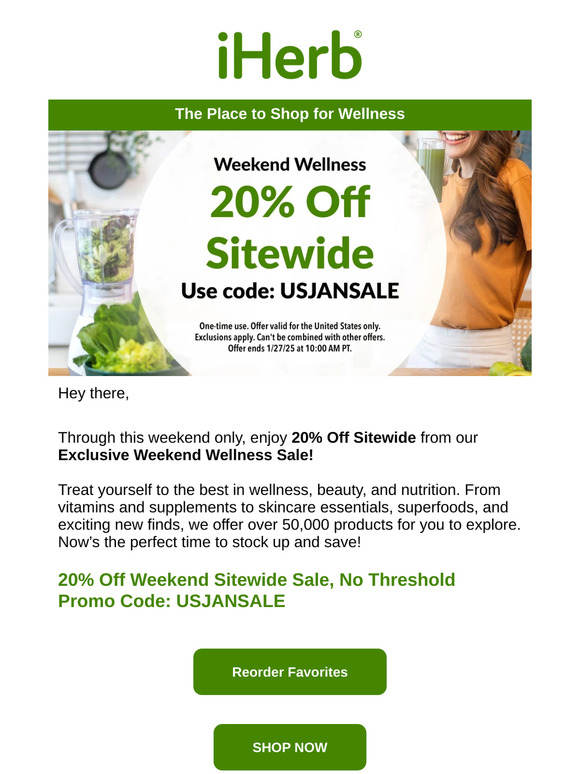 🌿 20% Off Weekend Wellness Sitewide Sale