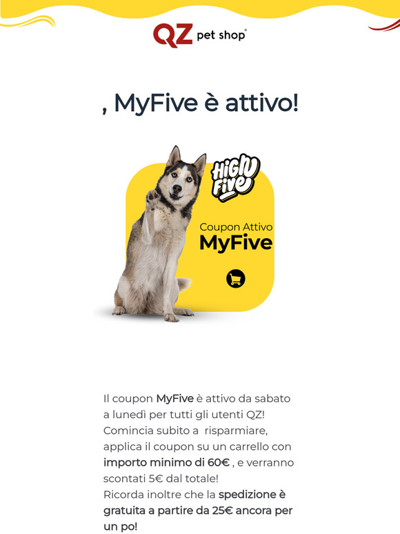 Il tuo coupon MyFive è attivo