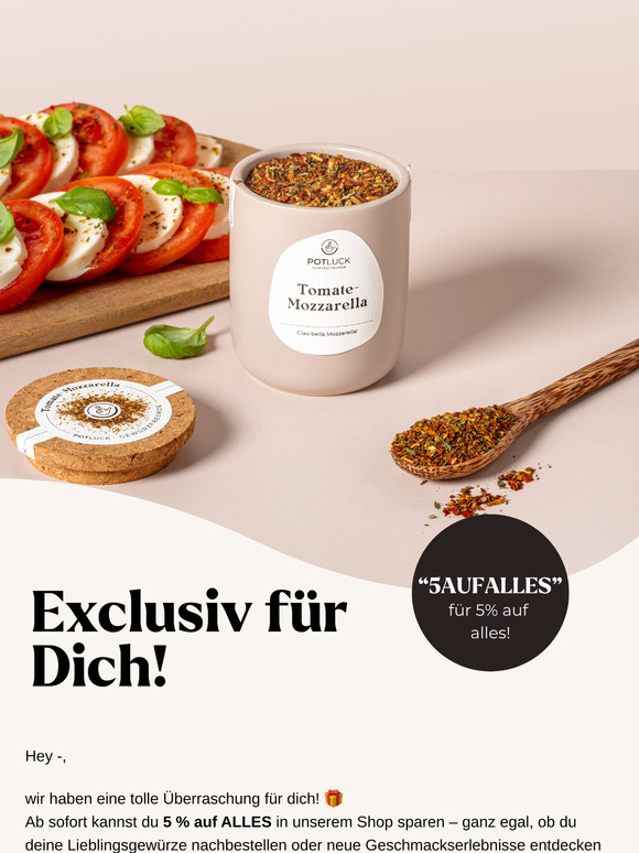 Sparfüchse aufgepasst! Jetzt 5 % auf alles sichern und deinen Vorrat auffüllen.🔥