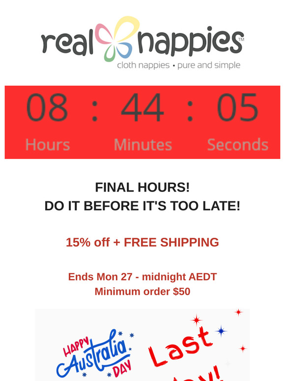 📣 FINAL HOURS | 15% OFF Real Nappies + FREE Shipping