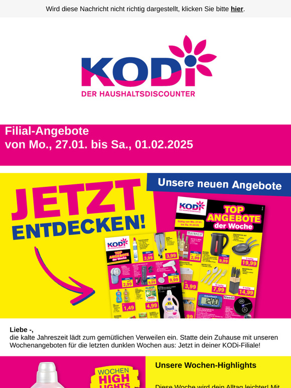 KODi-Angebote ab 27.01. - z.B. Backpapier-Zuschnitte für 0,79,-