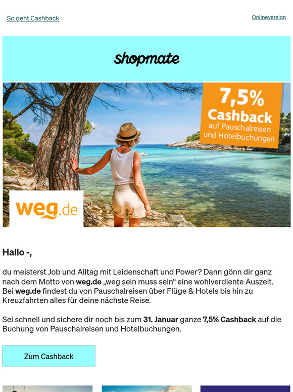 7,5% Cashback bei weg.de