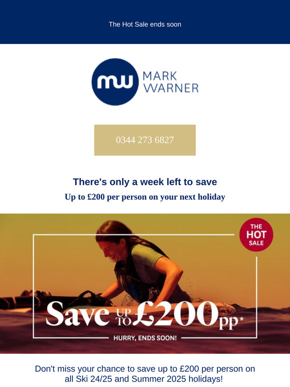 One week left to save up to £200 per person