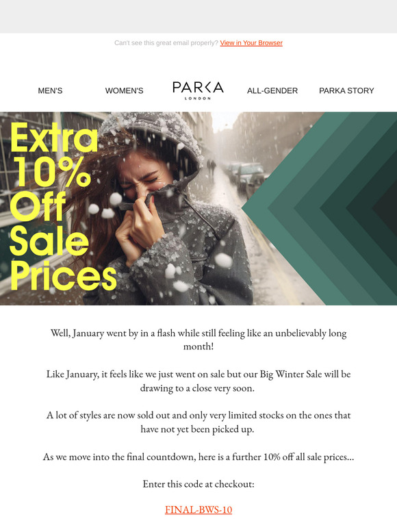 The Big Winter Sale - Extra 10% Off Sale Prices