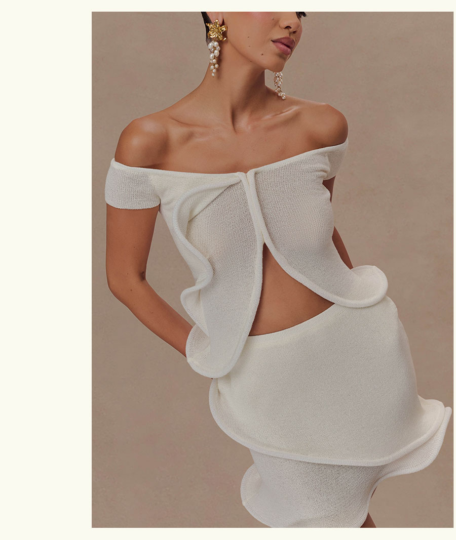 Haisley Off Shoulder Knit Top - Ivory