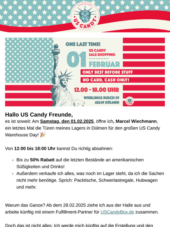 AUSVERKAUF BEI US CANDY - 50% Rabatt 🎉