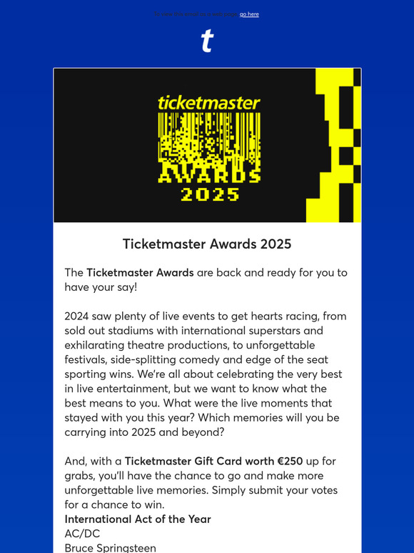 Ticketmaster Awards 2025 Nominees Announced! 🏆