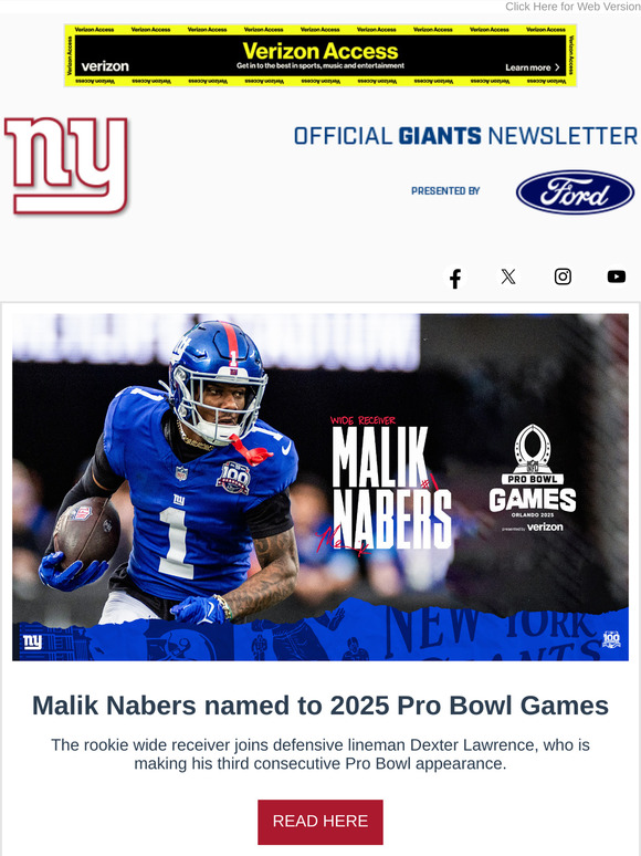 Malik Nabers named to 2025 Pro Bowl Games