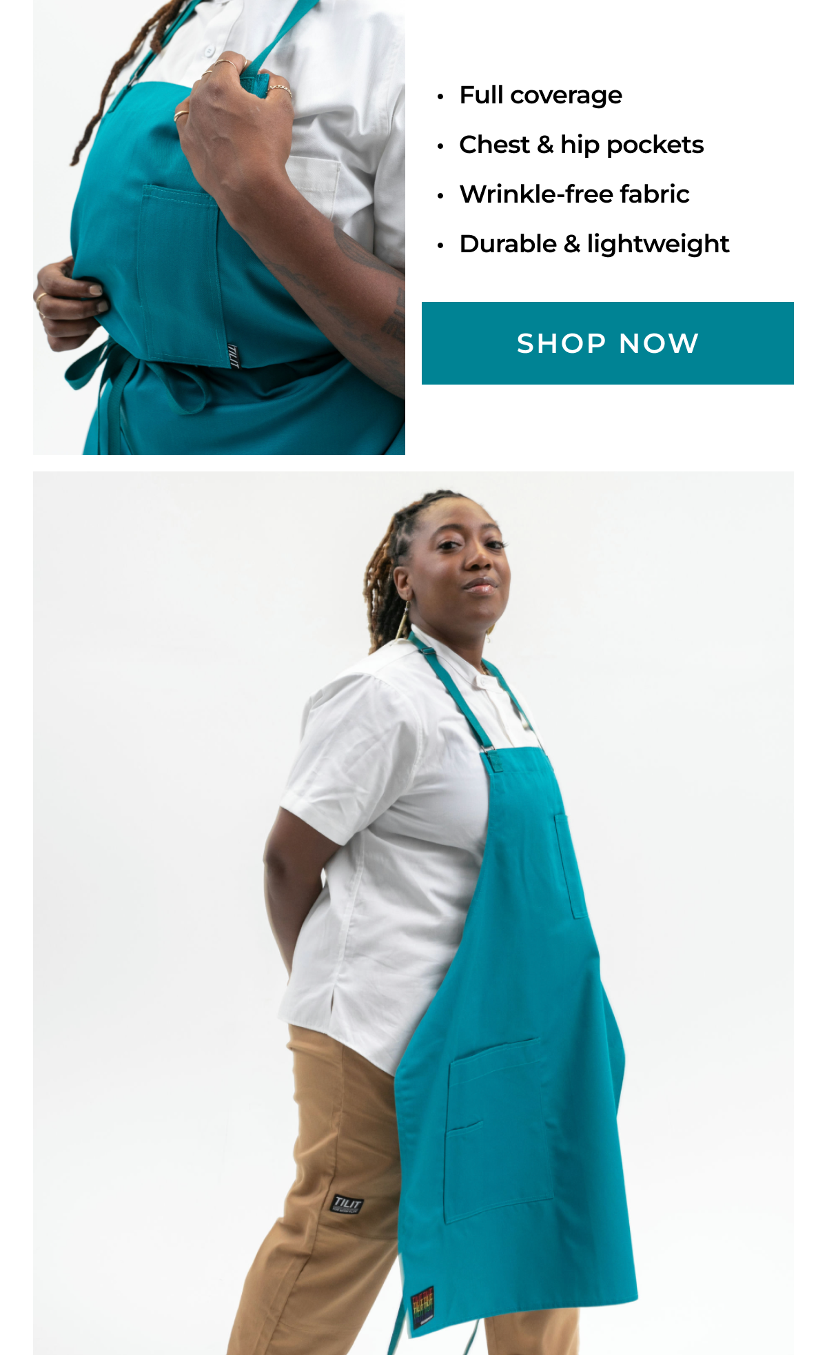 -Full coverage -Chest & hip pockets -Wrinkle-free fabric -Durable & lightweight [SHOP NOW]