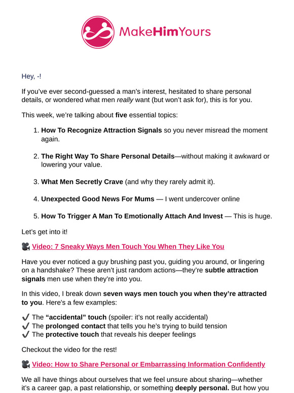 What Men Struggle To Ask For, Emotional Attachment Triggers + More