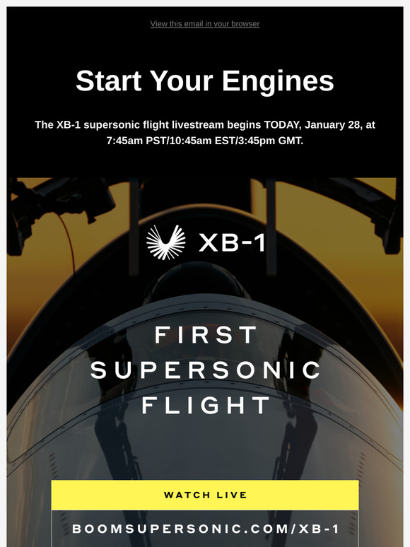 Tune-In Now: XB-1 Supersonic Flight