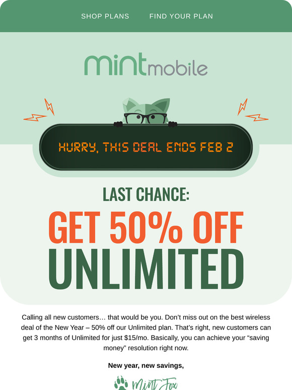 Last call for 50% off Unlimited
