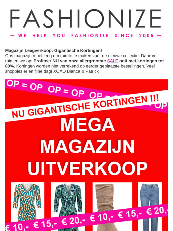 MEGA Magazijn UITVERKOOP: tot 80% KORTING