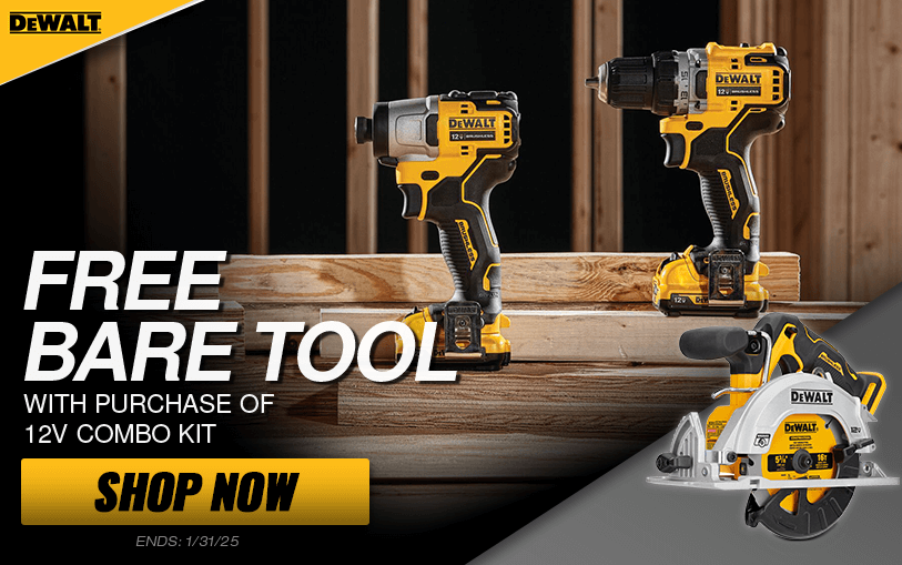 Ending Soon: Free DeWALT Bare Tool With Purchase of This 12V DeWALT Combo Kit