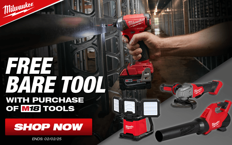 Ending Soon: Free Milwaukee Bare Tool With Purchase of Select M18 Tools