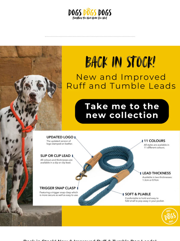 Back in Stock! New & Improved Ruff & Tumble Dog Leads 🐶✨