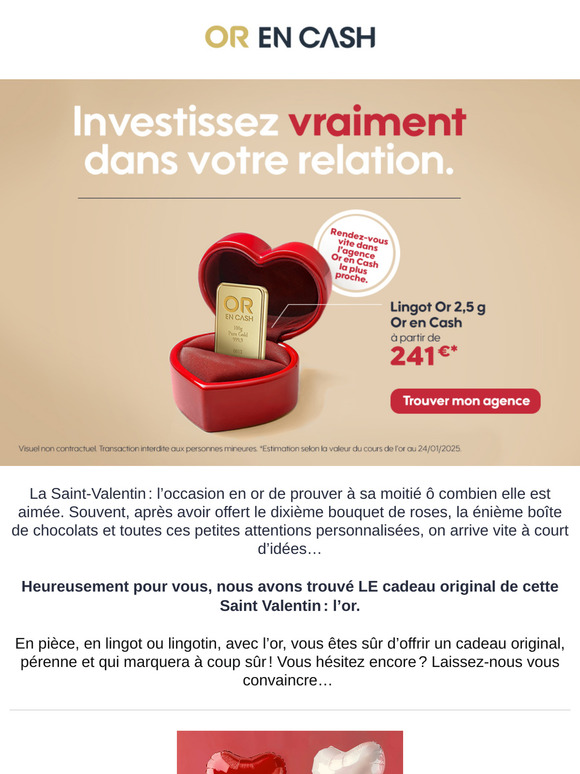 L’or, le cadeau coup de cœur de votre Saint-Valentin