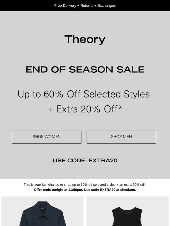 Extra 20% Off Sale Ends Tonight