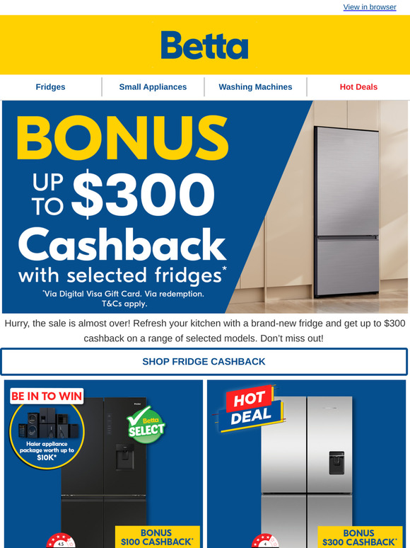 Final Days to Get Up to $300 Cashback on Fridges!