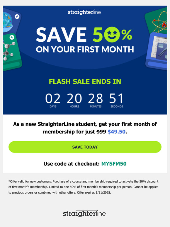 🎓 Flash Sale: 50% off first month