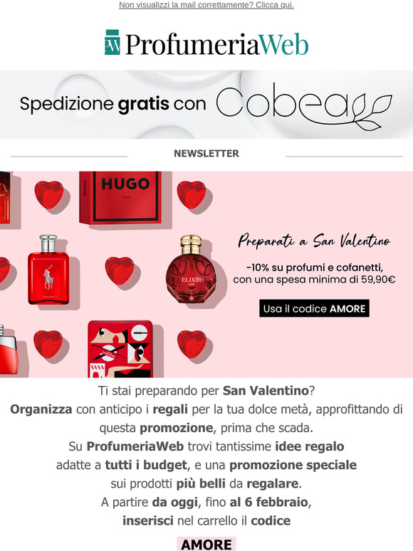 ♥️ -10% su profumi e cofanetti per San Valentino
