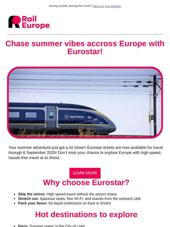 Ready, set, (almost) summer! Eurostar tix are here ☀️