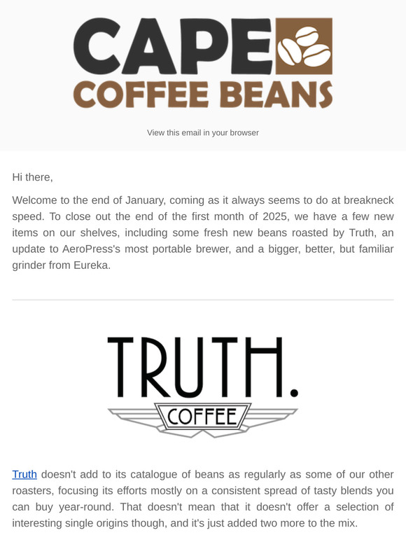 Fresh Truth beans and the new AeroPress Go