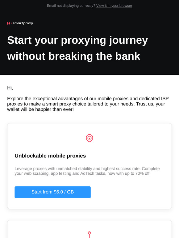 Get dedicated proxies for as low as $2/IP