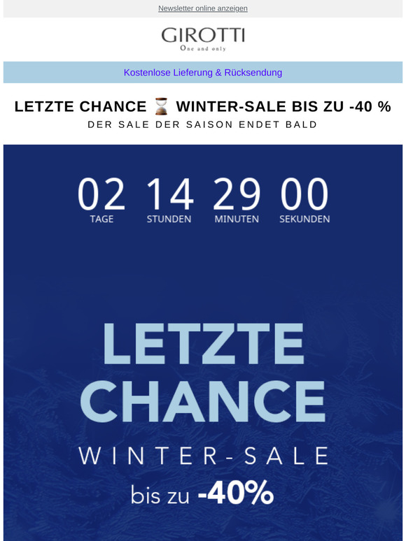 Letzte Chance ⌛ Winter-Sale bis zu -40 %
