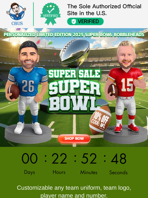 🏈2025 Super Bowl Super Sale! Score the Ultimate Souvenir👇