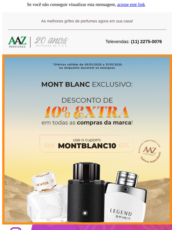 Garanta Seu MONT BLANC com um Desconto Exclusivo de 10% OFF Extra! ✨ Aproveite.