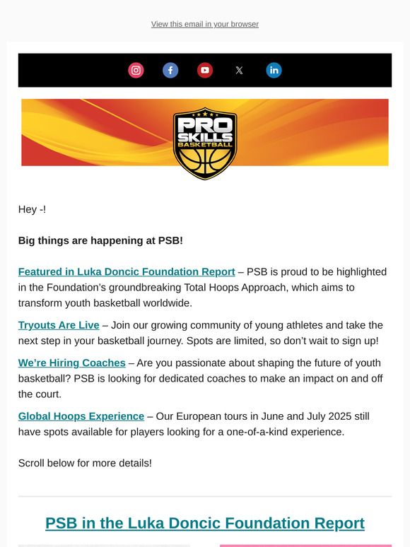 🏀 PSB Featured in Luka Doncic Youth Hoops Report!