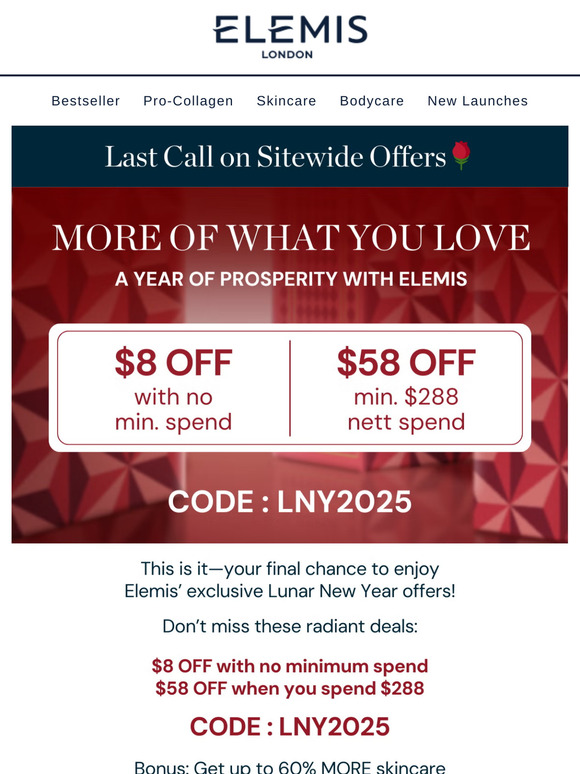 ⏳ Last Chance: Lunar New Year Offers Ending Soon!🌹