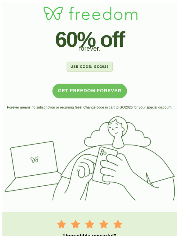 💥  Save 60%.  Forever.