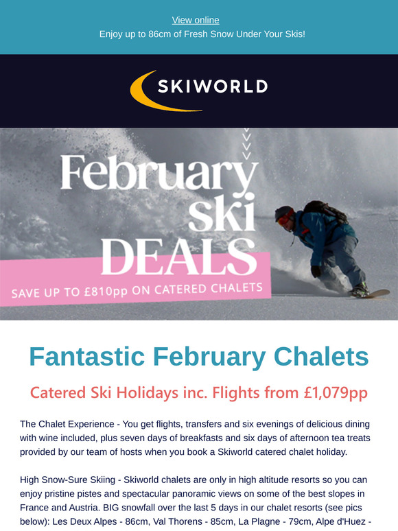 7 Nights inc. Flights from £1,079pp ❄ February Catered Chalet Deals