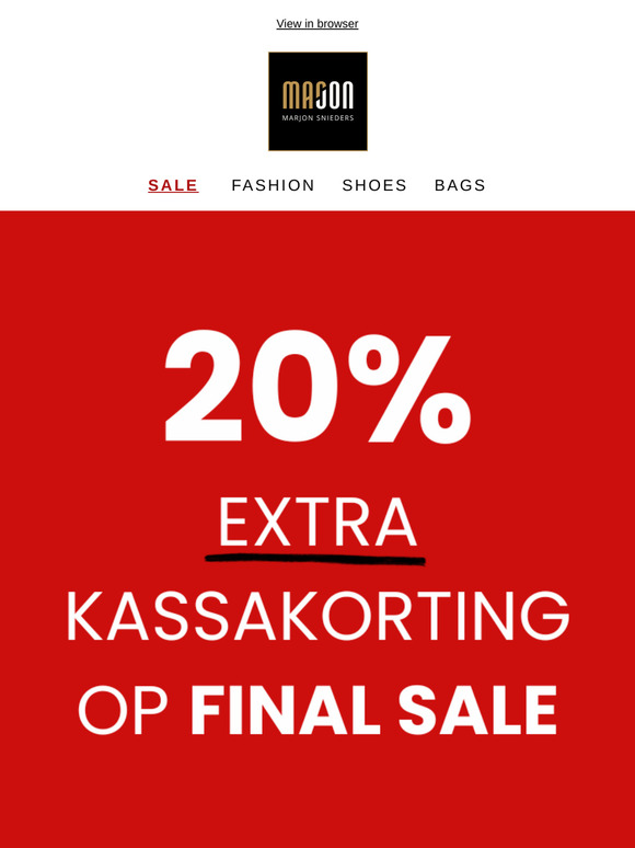 20% EXTRA KASSAKORTING BOVENOP SALE!