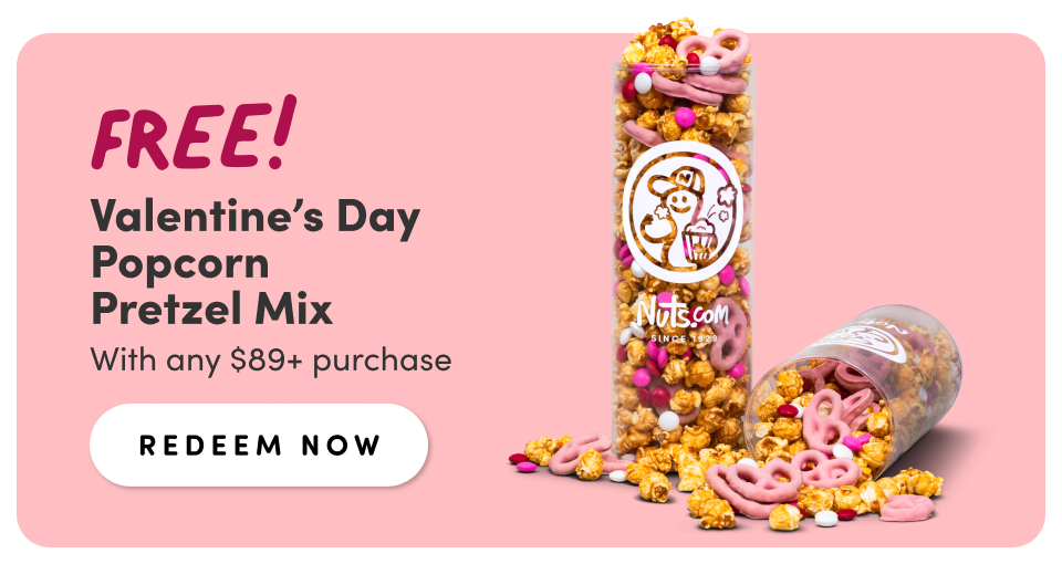 FREE! Valentine's Day Popcorn Pretzel Mix; With any $89+ purchase; REDEEM NOW