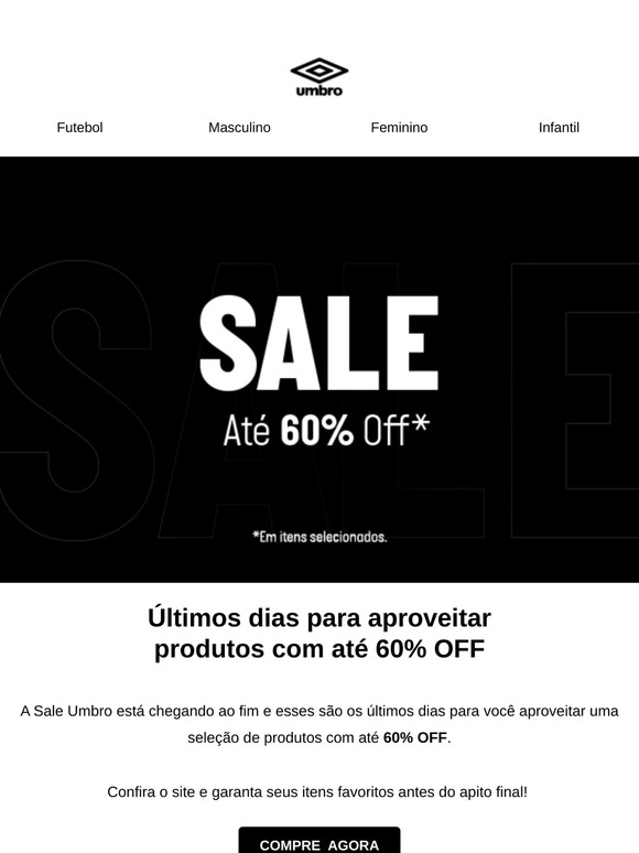Última chamada: Sale com até 60% OFF