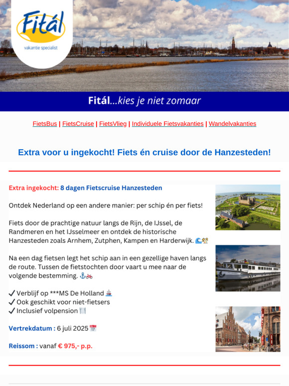 Extra ingekocht: Fietscruise Hanzesteden