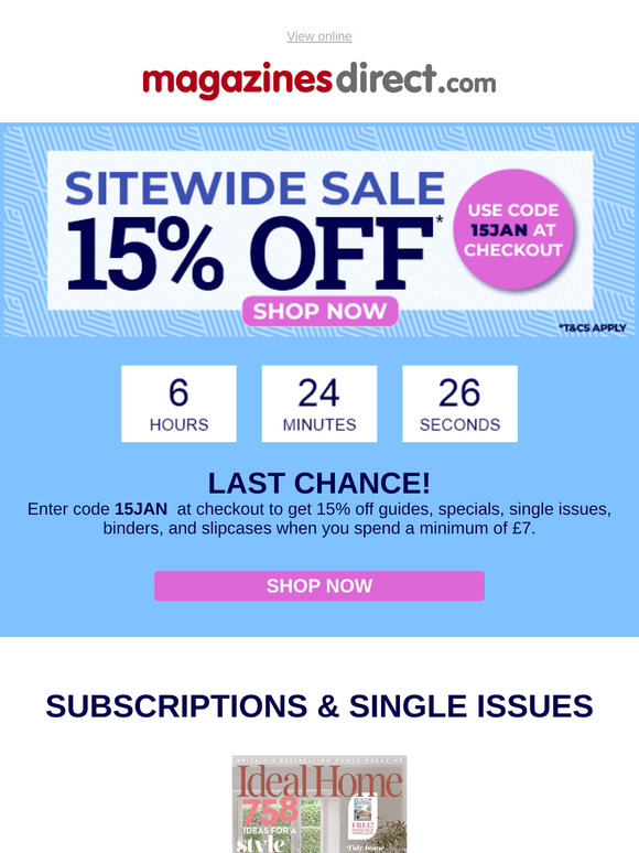 15% off sitewide - Last Chance!