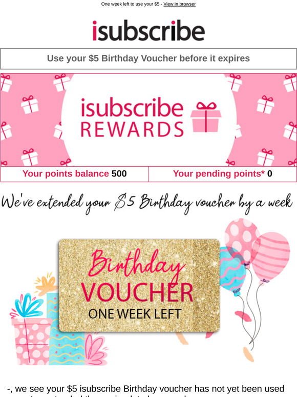 There's still time to enjoy your Birthday voucher