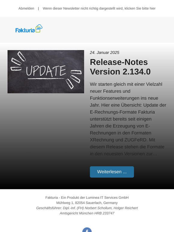 Fakturia: Release-Notes Version 2.134.0