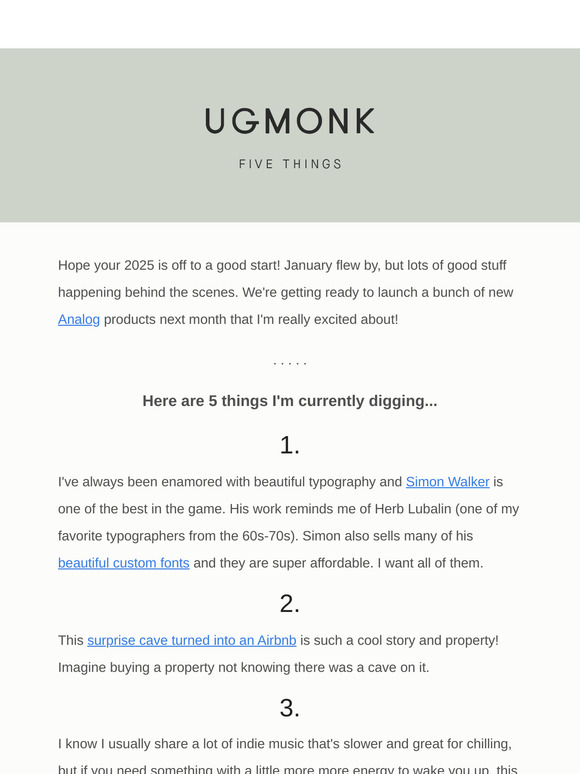 5 things I'm digging – January edition