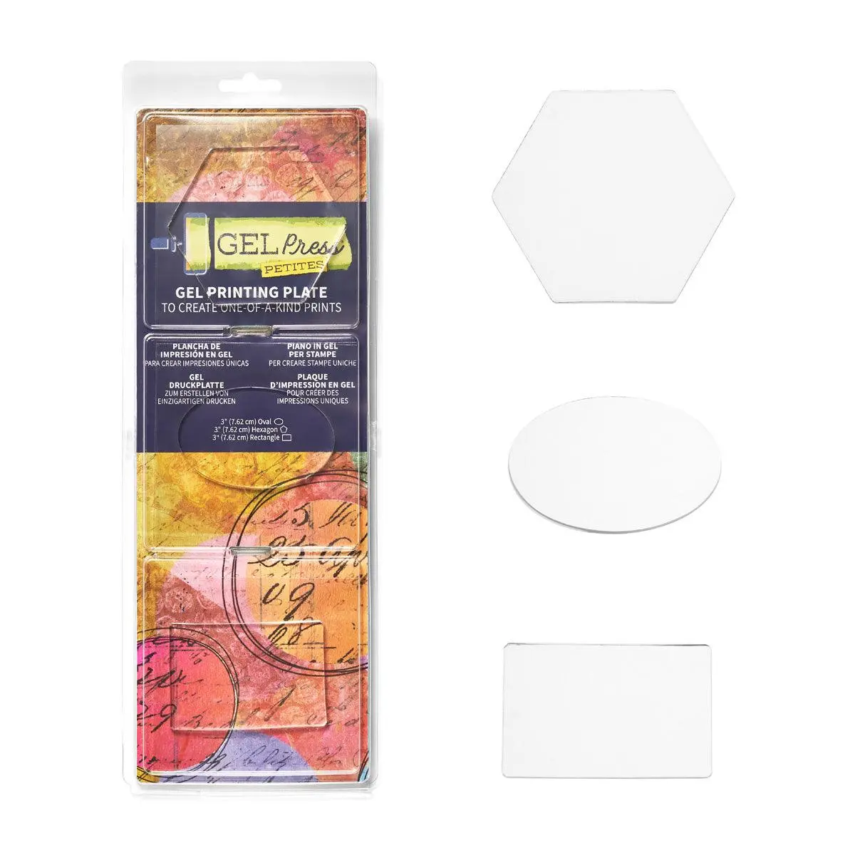 Petite Gel Printing Plates - Set B: Hexagon Oval Rectangle