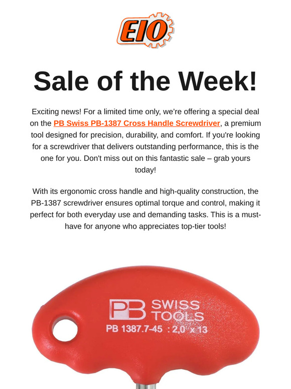 Limited Time Sale – PB Swiss Cross Handle Screwdriver + New Klein Tools!
