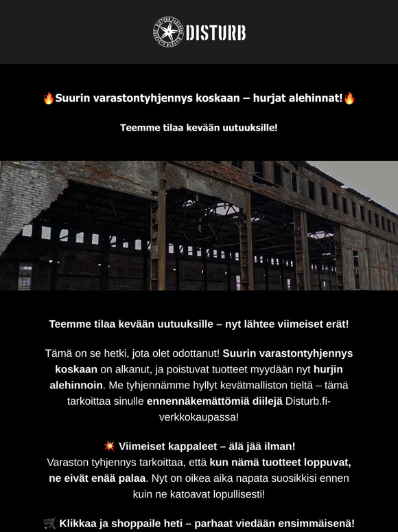 🔥 Suurin varastontyhjennys koskaan – hurjat alehinnat! 🔥
