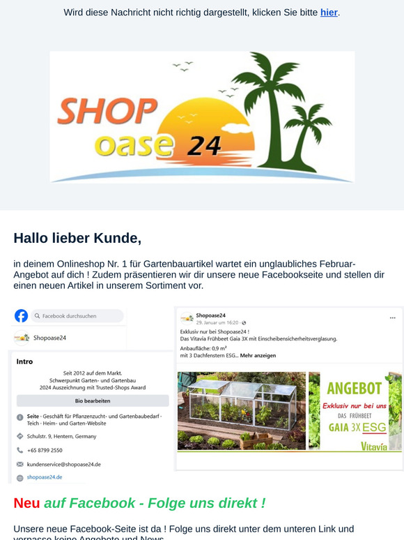 Februar-Angebot und Facebook-Start