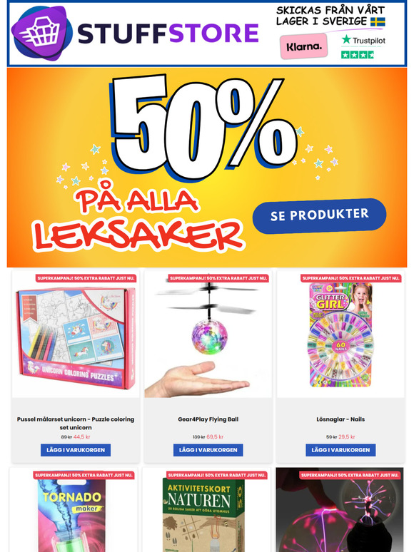 50% på alla leksaker!